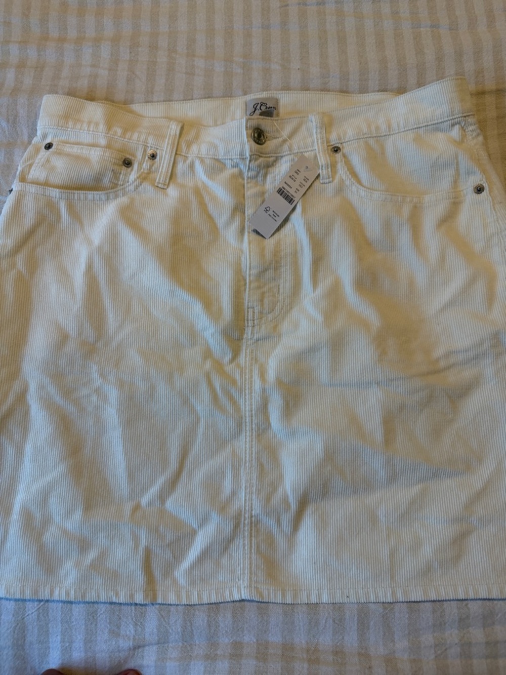 J. Crew Cream Corduroy Button-Front Skirt